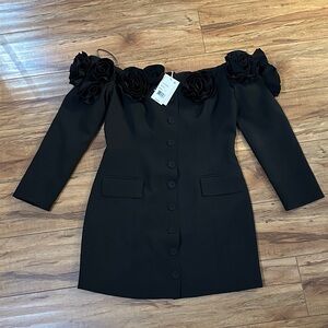 Lucy Paris Black Floral Long Sleeve Dress